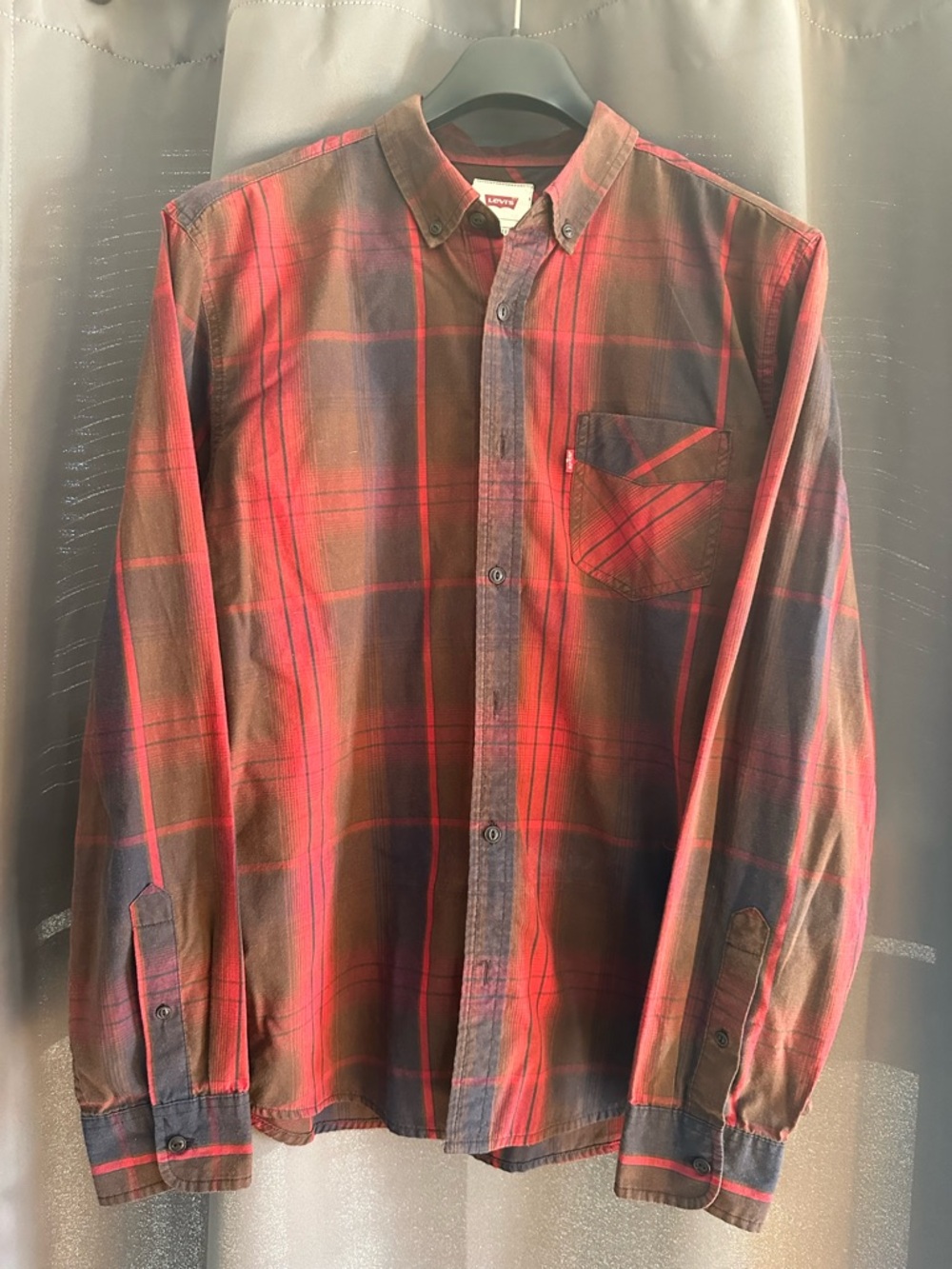 Levi's Red and Black Plaid Button-Down Shirt